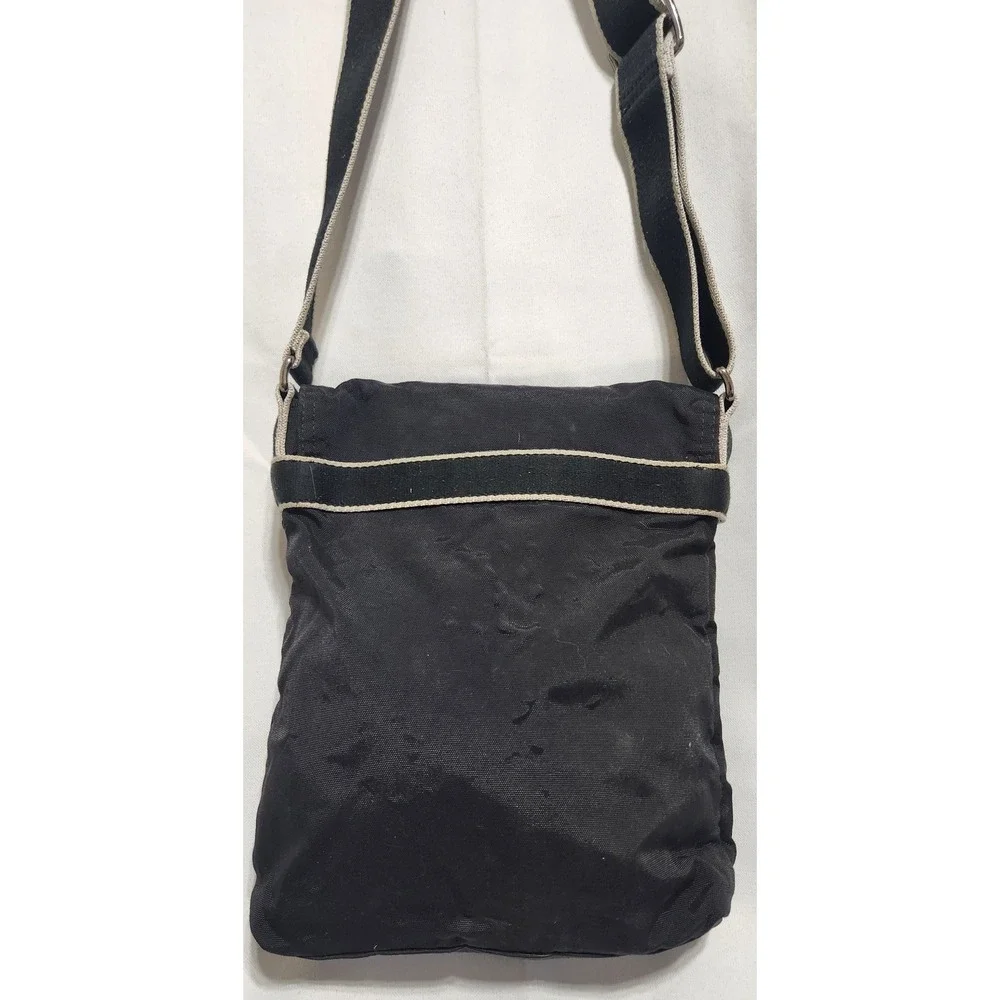 Lacoste Messenger Bag Black Canvas Crossbody Flap Over Sporty Crocodile‎ Logo